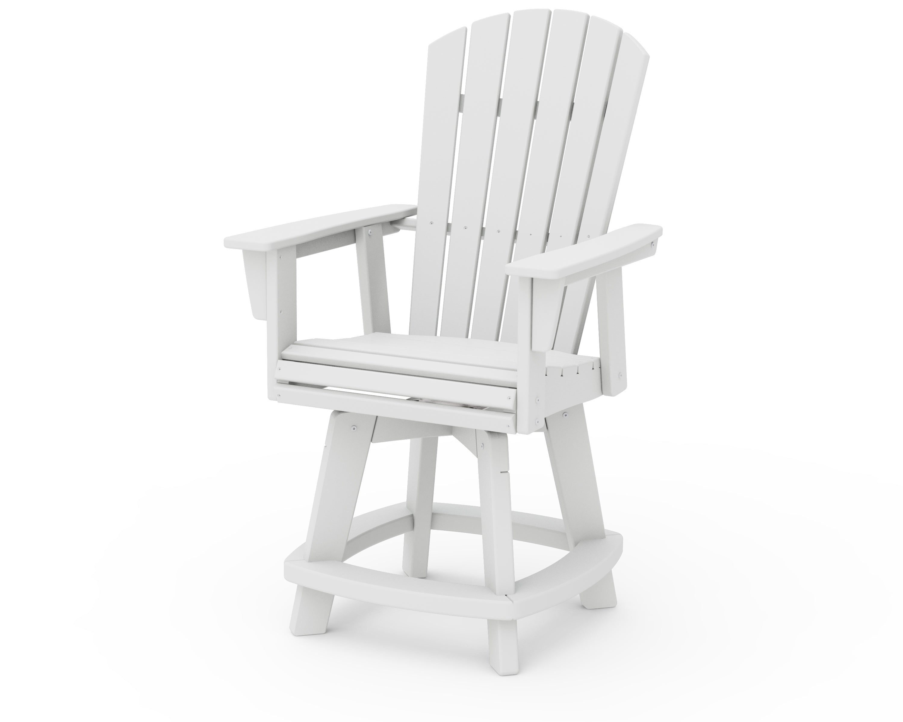 POLYWOOD® Nautical Curveback Adirondack Swivel Counter Chair in White