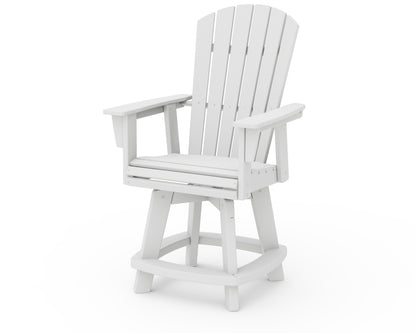 POLYWOOD® Nautical Curveback Adirondack Swivel Counter Chair in White