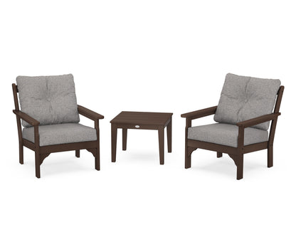 POLYWOOD® Vineyard 3-Piece Deep Seating Set in Mahogany / Grey Mist