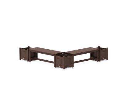 POLYWOOD® 48" Country Living L- Shaped Planter Bench Corner Set in Mahogany