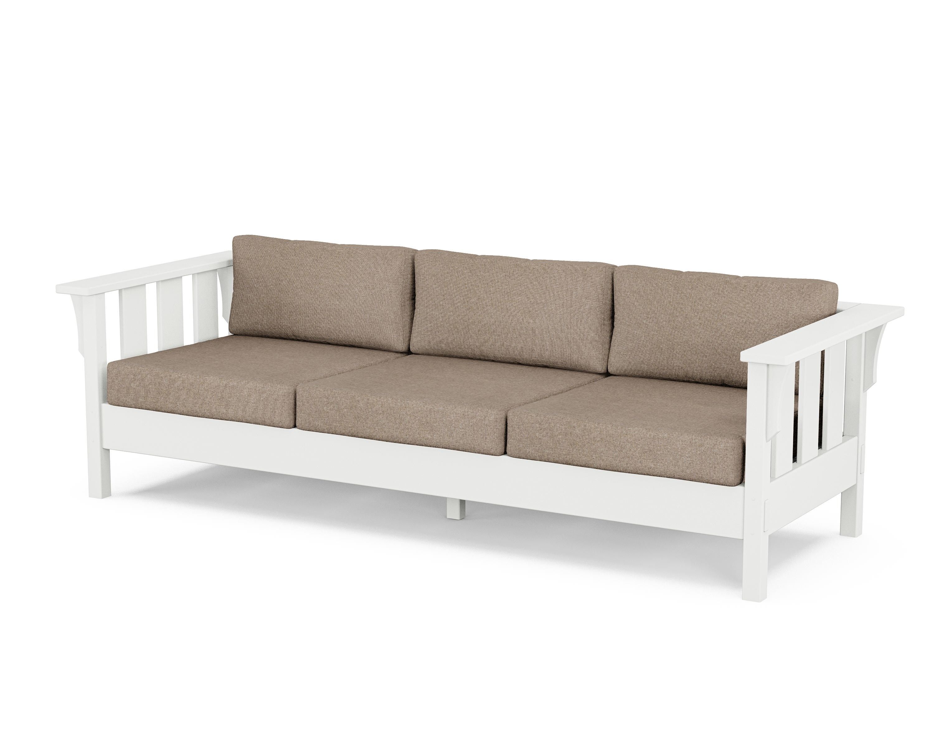 Martha Stewart by POLYWOOD® Acadia Deep Seating Sofa in White / Spiced Burlap