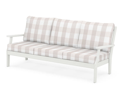 POLYWOOD® Braxton Deep Seating Sofa in Vintage White / Buffalo Plaid Dune Burlap