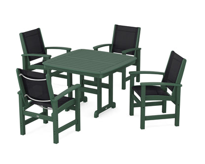 POLYWOOD® Coastal 5-Piece Dining Set in Green / Black Sling
