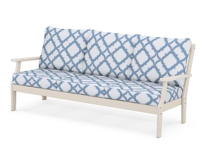 POLYWOOD® Braxton Deep Seating Sofa in Sand / Trellis Sky Blue