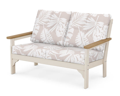 POLYWOOD® Vineyard Deep Seating Loveseat in Sand / Natural / Leaf Dune Burlap