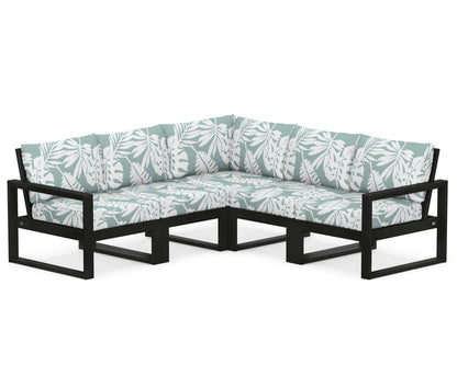 POLYWOOD® EDGE 5-Piece Modular Deep Seating Set in Black / Leaf Glacier Spa