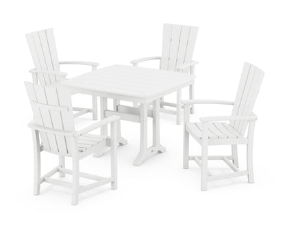 POLYWOOD® Quattro 5-Piece Dining Set with Trestle Legs in White