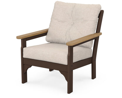 POLYWOOD® Vineyard Deep Seating Chair in Mahogany / Natural / Blend Linen