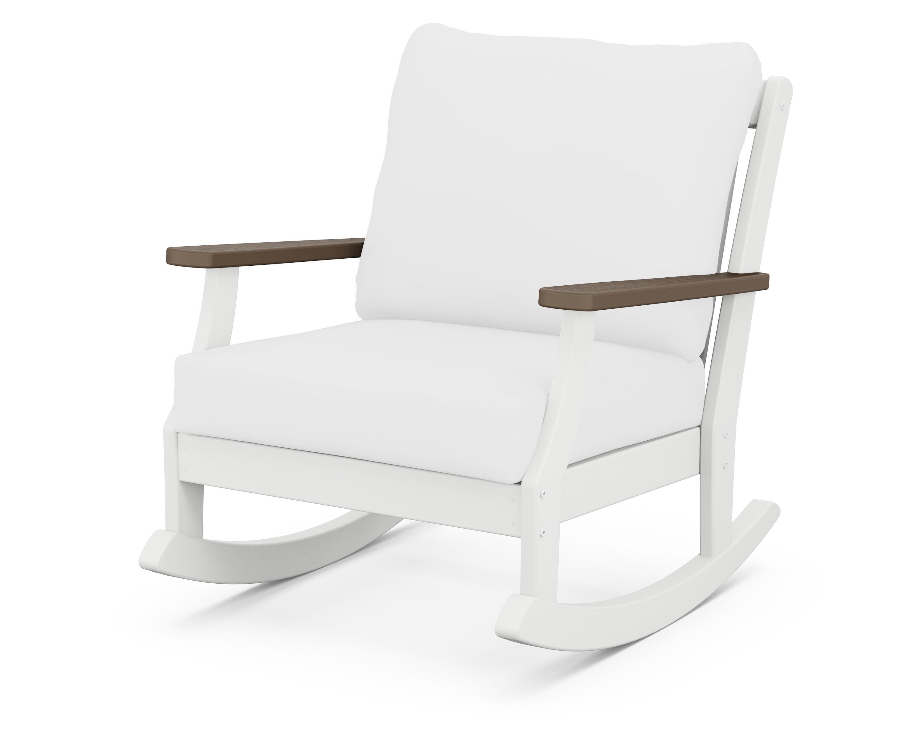 POLYWOOD® Braxton Deep Seating Rocking Chair in White / Kona / Natural