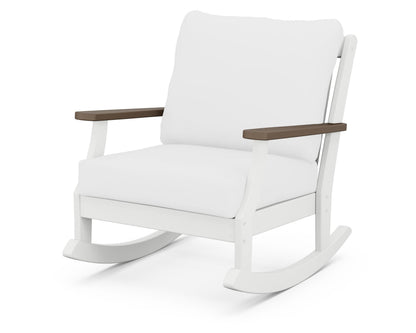 POLYWOOD® Braxton Deep Seating Rocking Chair in White / Kona / Natural