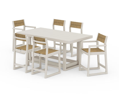 POLYWOOD® EDGE Sling 7-Piece Counter Table Set in Sand / Burlap Sling