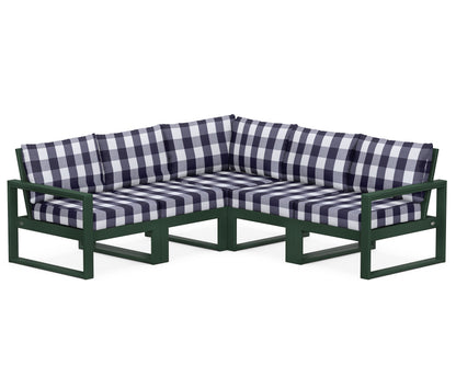 POLYWOOD® EDGE 5-Piece Modular Deep Seating Set in Green / Buffalo Plaid Navy
