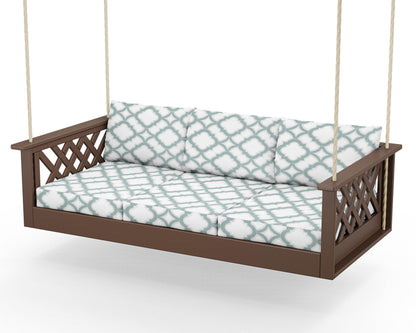 Country Living Wovendale Daybed Swing in Mahogany / Trellis Glacier Spa