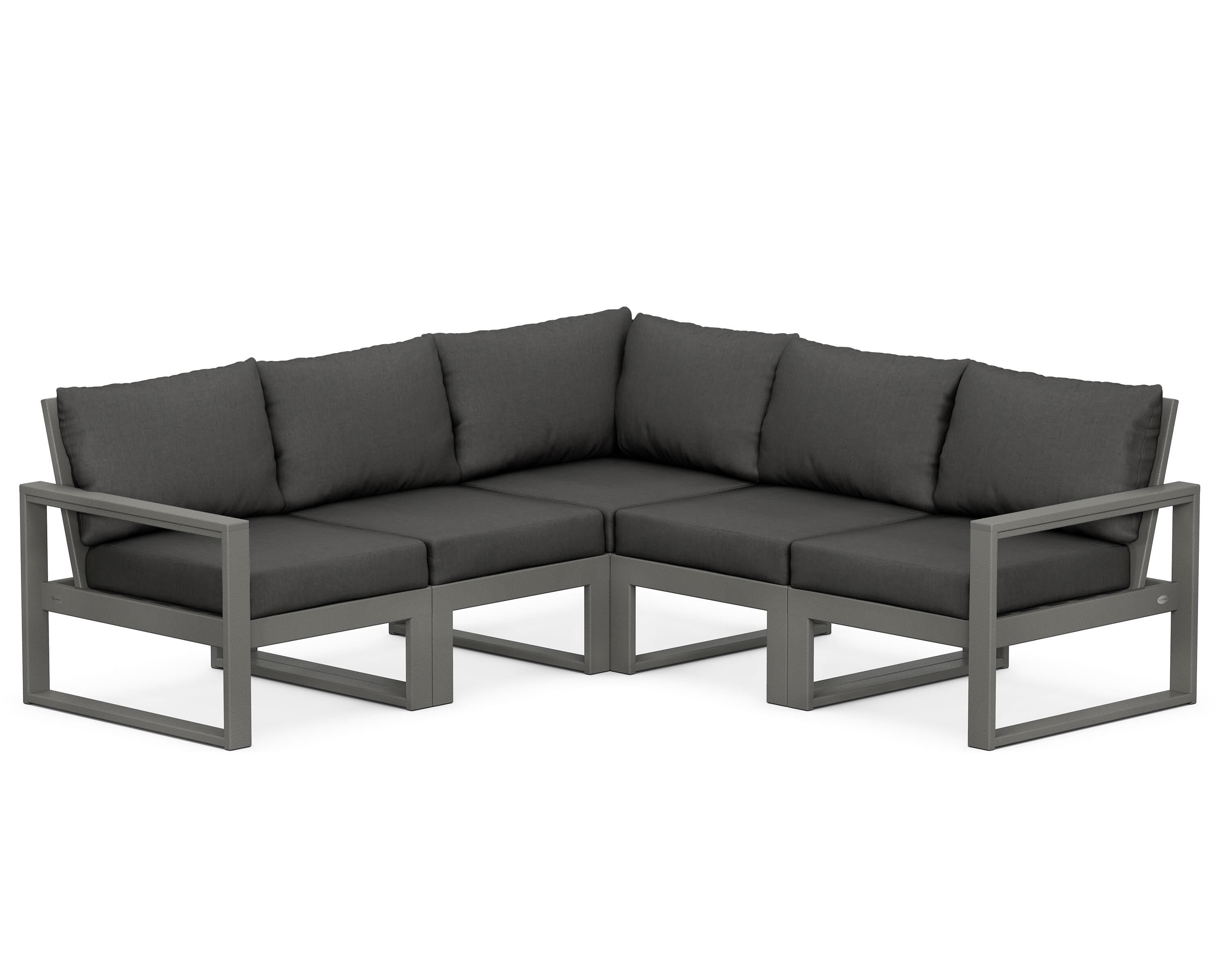 POLYWOOD® EDGE 5-Piece Modular Deep Seating Set in Slate Grey / Spectrum Carbon