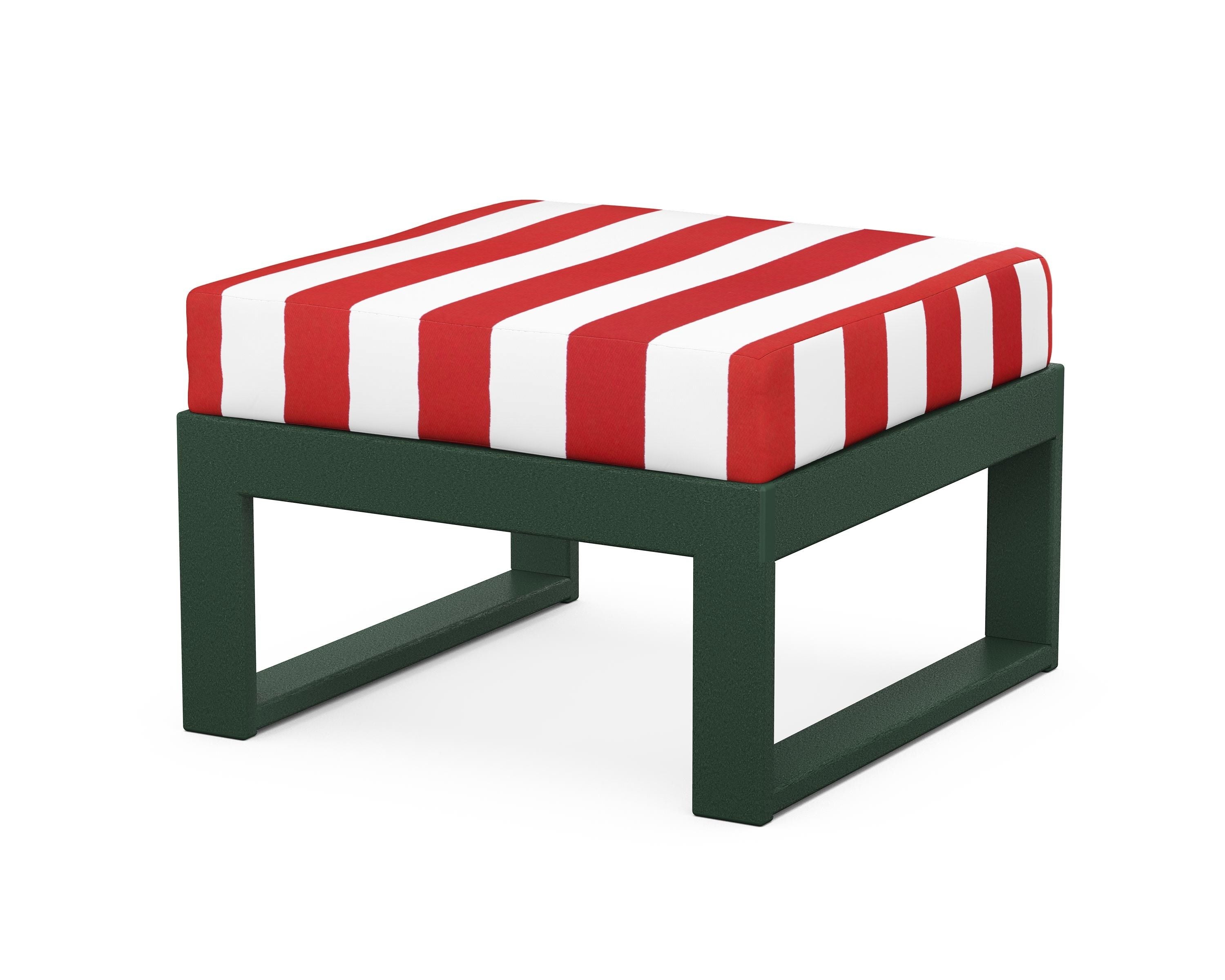 Unbranded Modular Ottoman - Modern in Green / Cabana Stripe Crimson