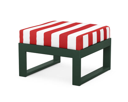 Unbranded Modular Ottoman - Modern in Green / Cabana Stripe Crimson