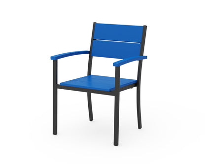 POLYWOOD® Main Street Stacking Dining Arm Chair in Black / Pacific Blue