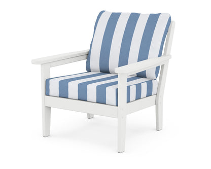 Country Living Cottage Deep Seating Chair in White / Cabana Stripe Sky Blue