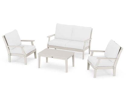 POLYWOOD® Braxton 4-Piece Deep Seating Chair Set in Sand / Natural