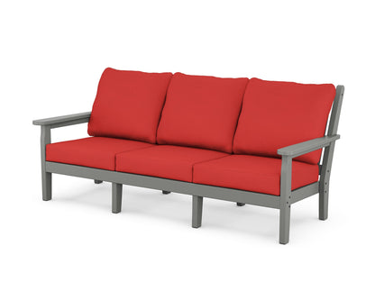 POLYWOOD® Chippendale Deep Seating Sofa in Slate Grey / Crimson Linen