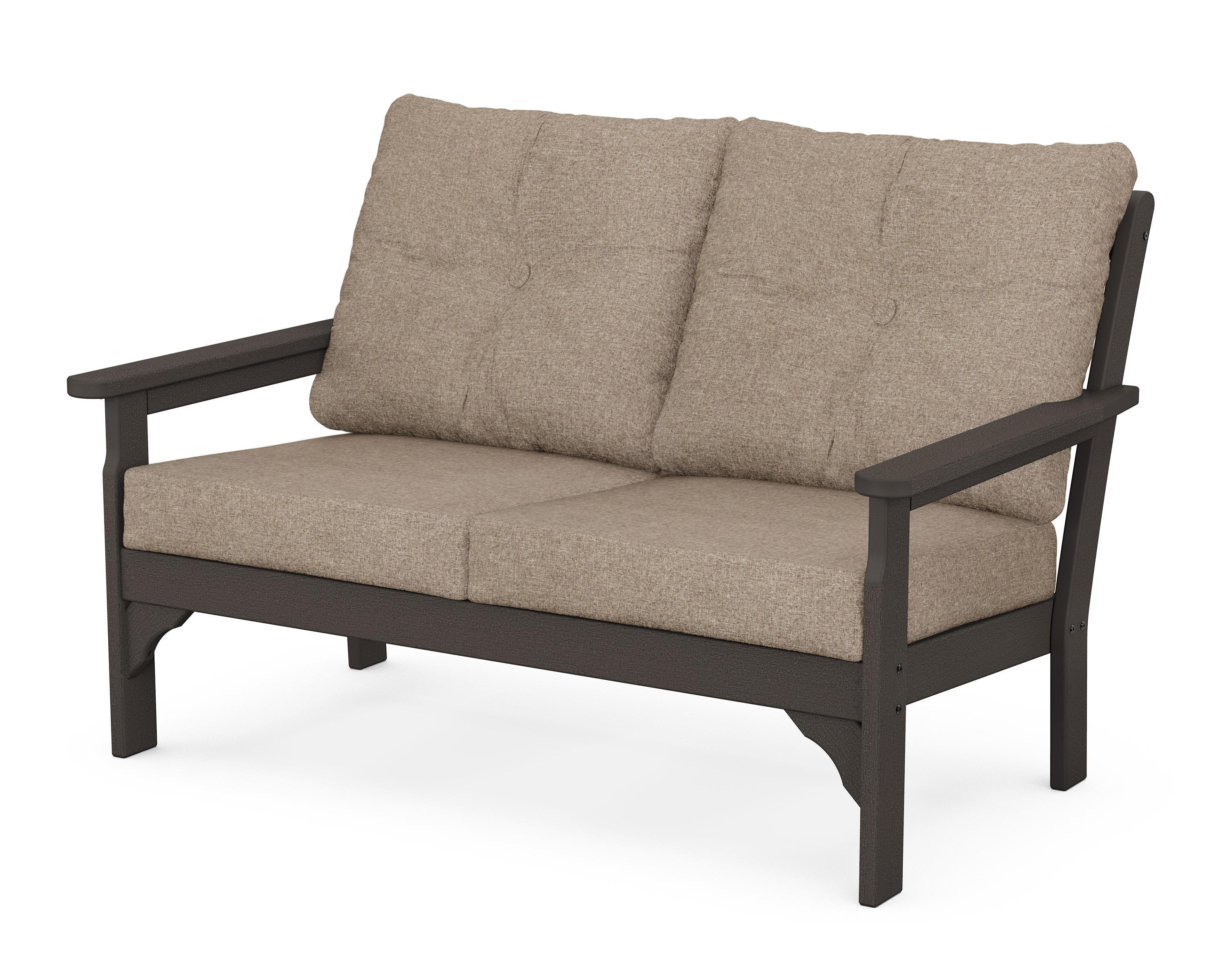 POLYWOOD® Vineyard Deep Seating Loveseat in Vintage Coffee / Spiced Burlap