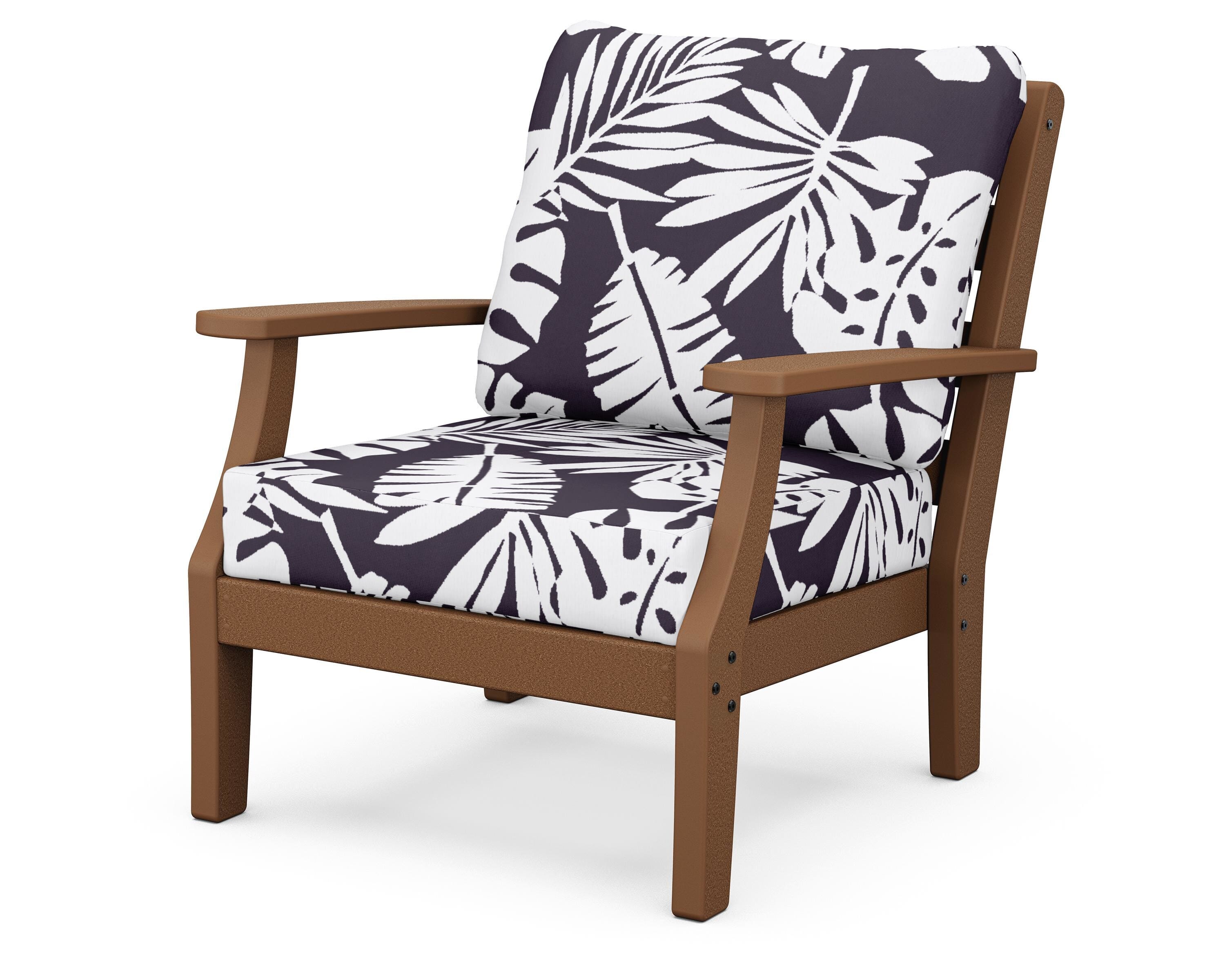 POLYWOOD® Chesapeake Deep Seating Chair in Teak / Leaf Navy