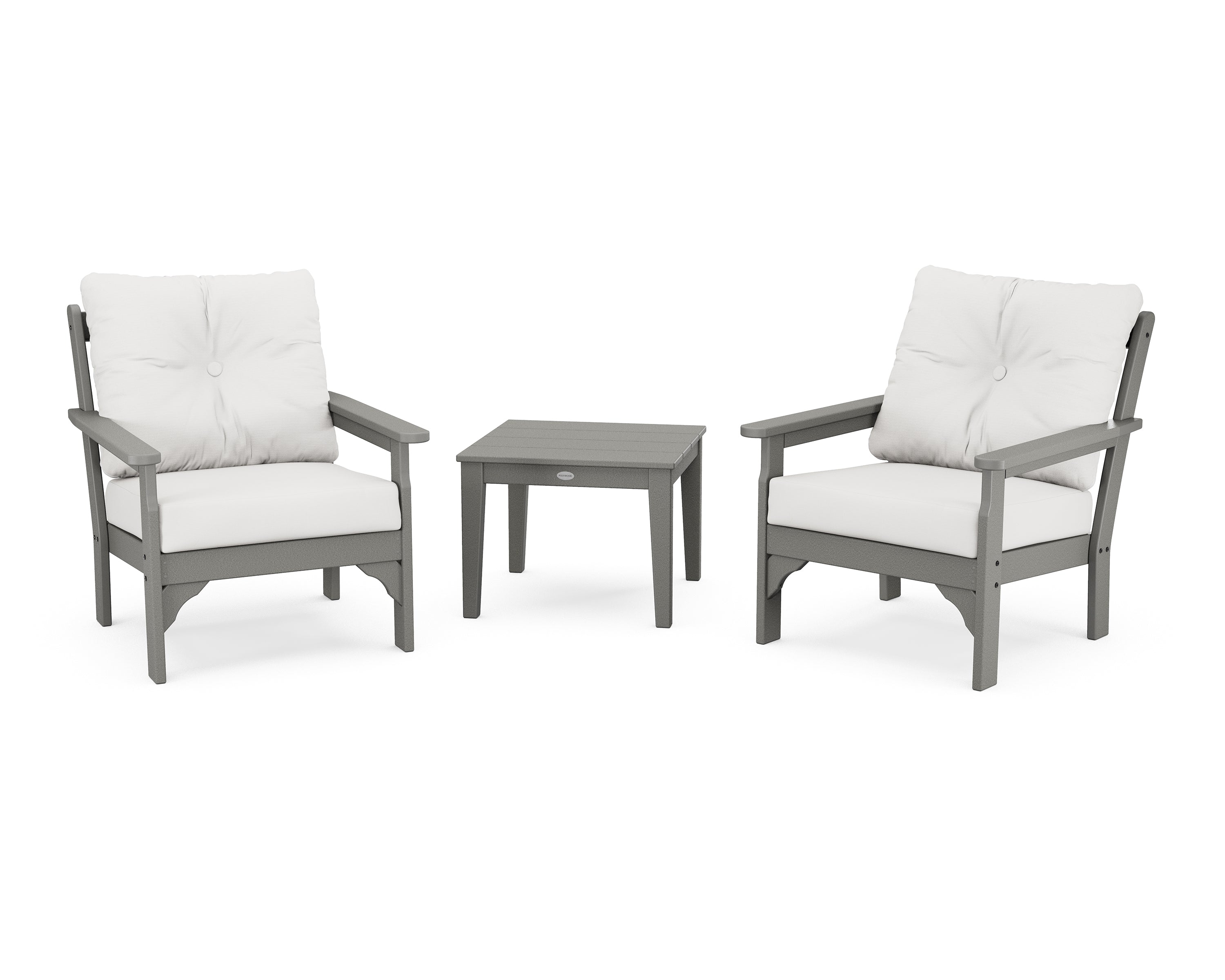 POLYWOOD® Vineyard 3-Piece Deep Seating Set in Slate Grey / Natural Linen
