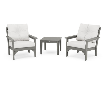 POLYWOOD® Vineyard 3-Piece Deep Seating Set in Slate Grey / Natural Linen