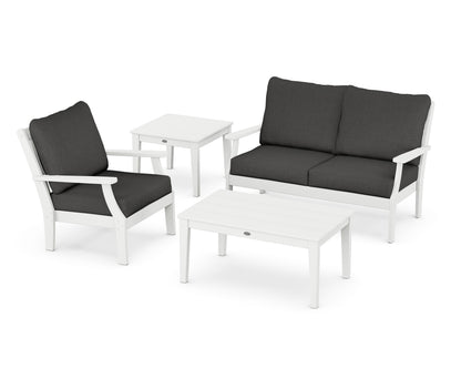 POLYWOOD® Braxton 4-Piece Deep Seating Set in White / Spectrum Carbon