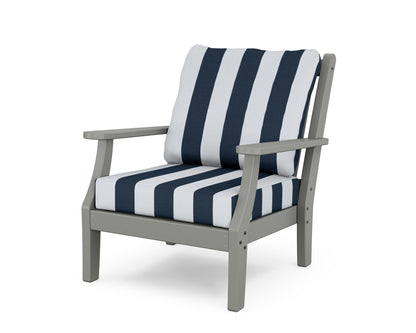 Country Living Wovendale Deep Seating Chair in Slate Grey / Cabana Stripe Marine Indigo