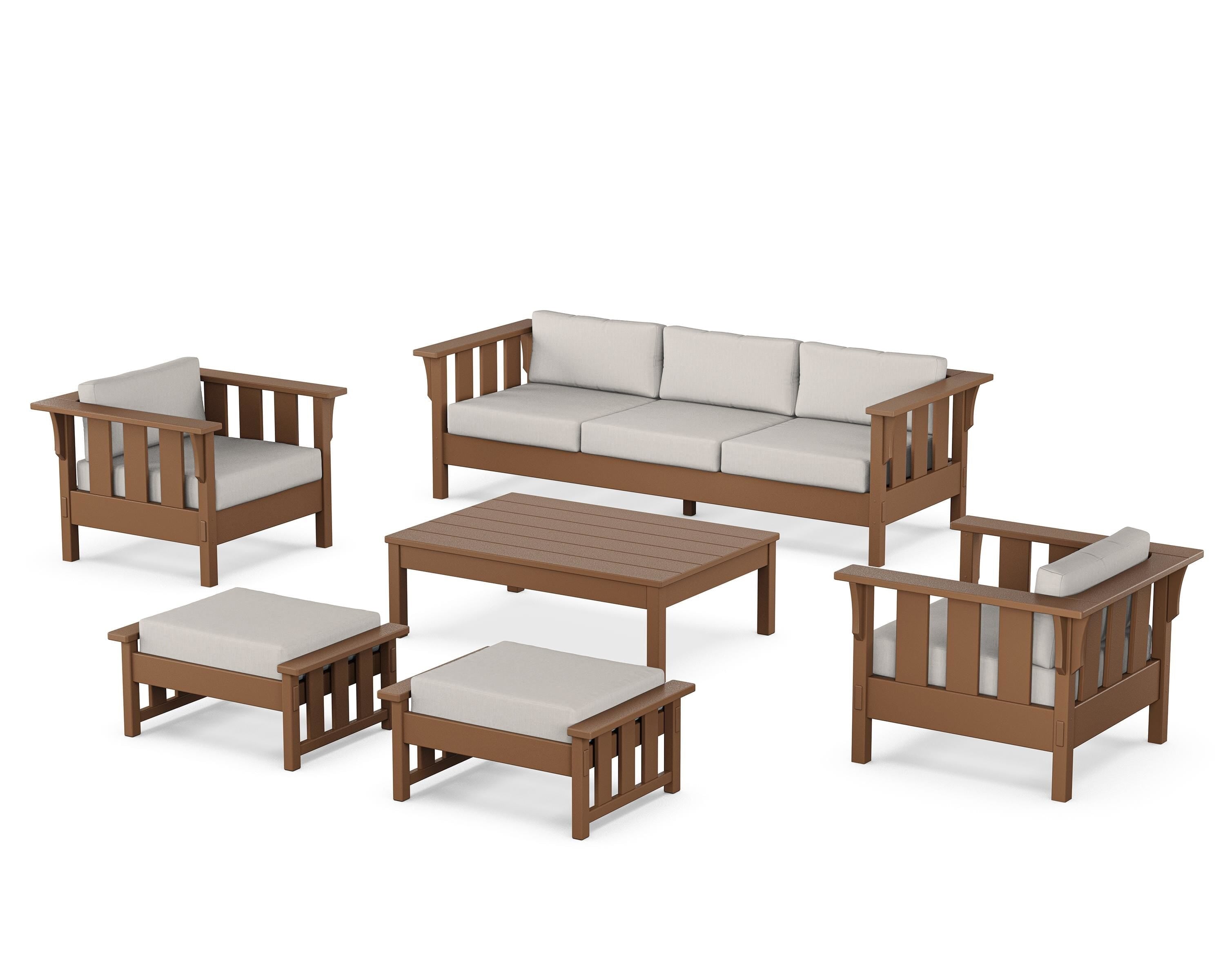 Martha Stewart by POLYWOOD® Acadia 6-Piece Lounge Sofa Set in Teak / Cast Ash