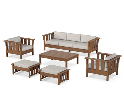 Martha Stewart by POLYWOOD® Acadia 6-Piece Lounge Sofa Set in Teak / Cast Ash