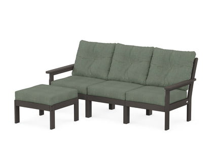 POLYWOOD® Vineyard 4-Piece Sectional with Ottoman in Vintage Coffee / Cast Sage