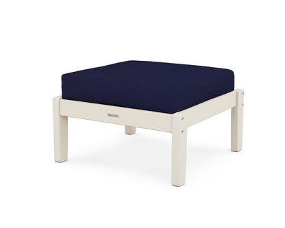 Martha Stewart by POLYWOOD® Chinoiserie Deep Seating Ottoman in Sand / Navy