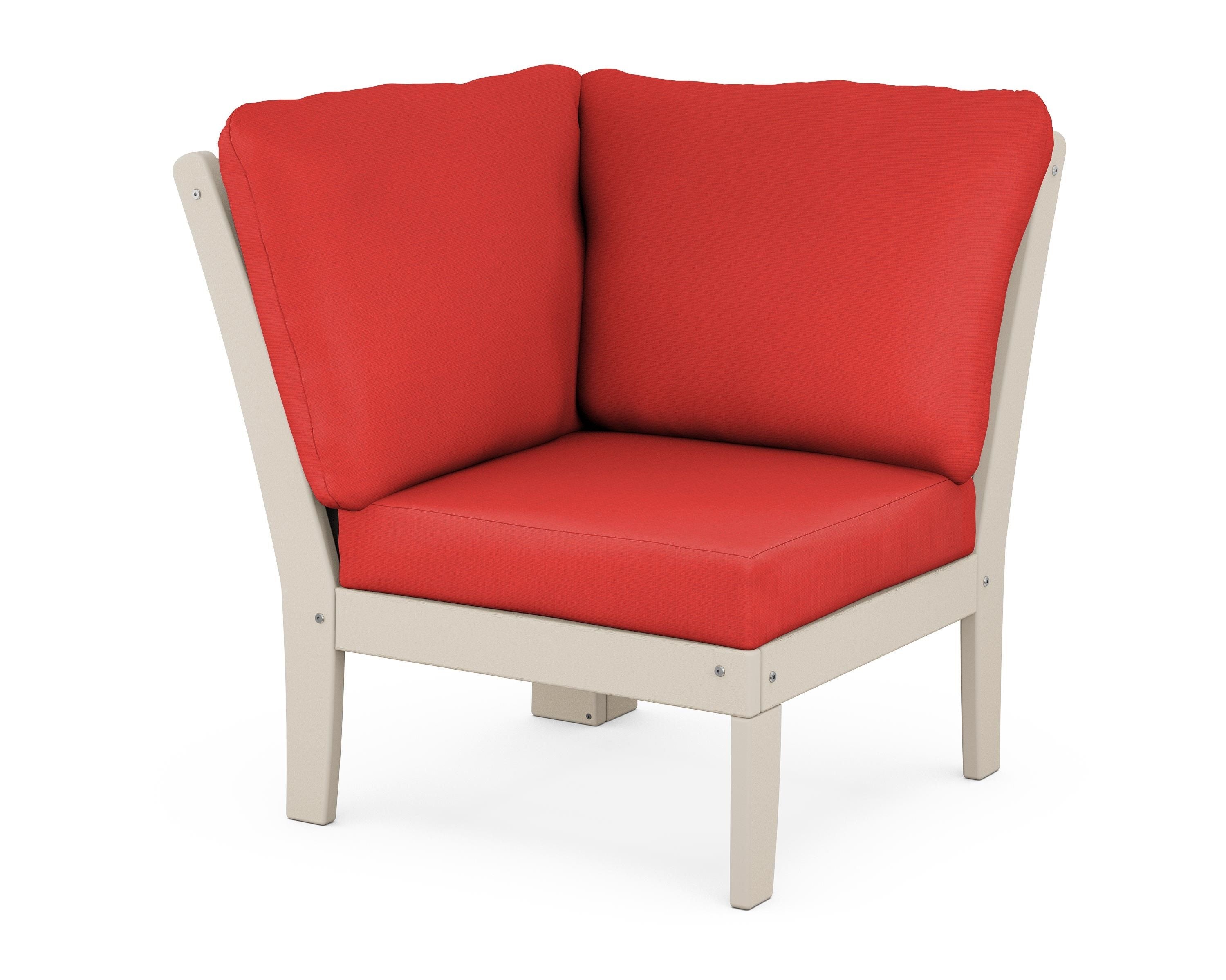 POLYWOOD® Braxton Modular Corner Chair in Sand / Crimson Linen