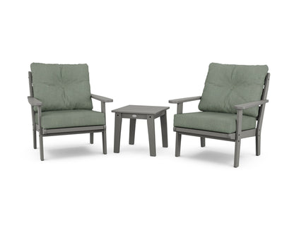 POLYWOOD® Lakeside 3-Piece Deep Seating Chair Set in Slate Grey / Cast Sage
