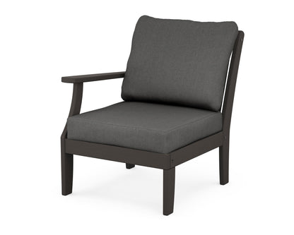 POLYWOOD® Braxton Modular Left Arm Chair in Vintage Coffee / Spectrum Carbon