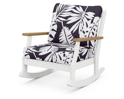 POLYWOOD® Braxton Deep Seating Rocking Chair in White / Natural / Leaf Navy