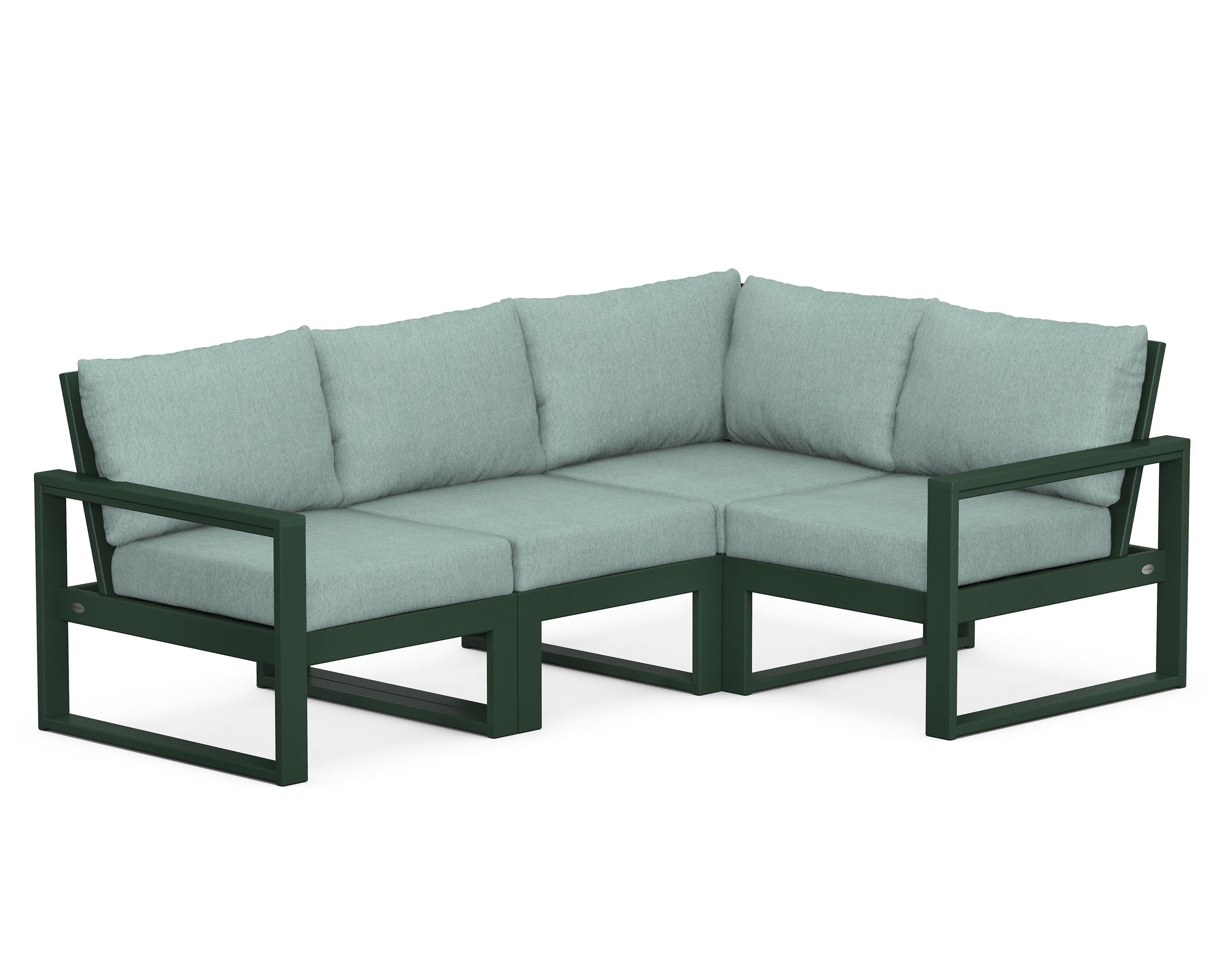 POLYWOOD® EDGE 4-Piece Modular Deep Seating Set in Green / Glacier Spa