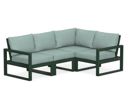 POLYWOOD® EDGE 4-Piece Modular Deep Seating Set in Green / Glacier Spa