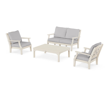 Martha Stewart by POLYWOOD® Chinoiserie 4-Piece Deep Seating Set with Loveseat in Sand / Granite
