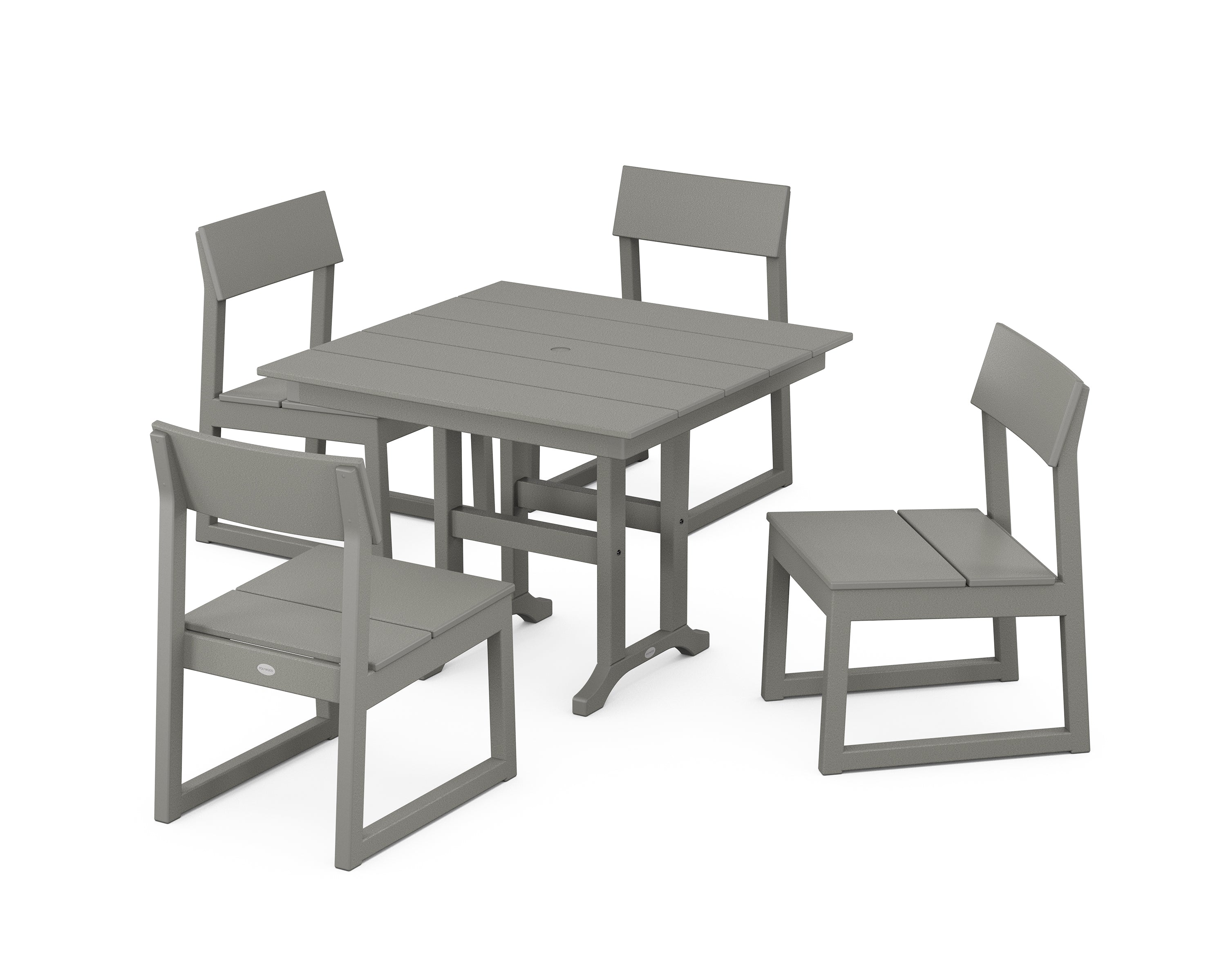 POLYWOOD® EDGE Side Chair 5-Piece Farmhouse Dining Set in Slate Grey