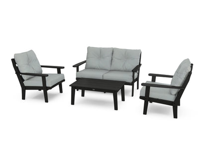 POLYWOOD® Lakeside 4-Piece Deep Seating Set in Black / Spa