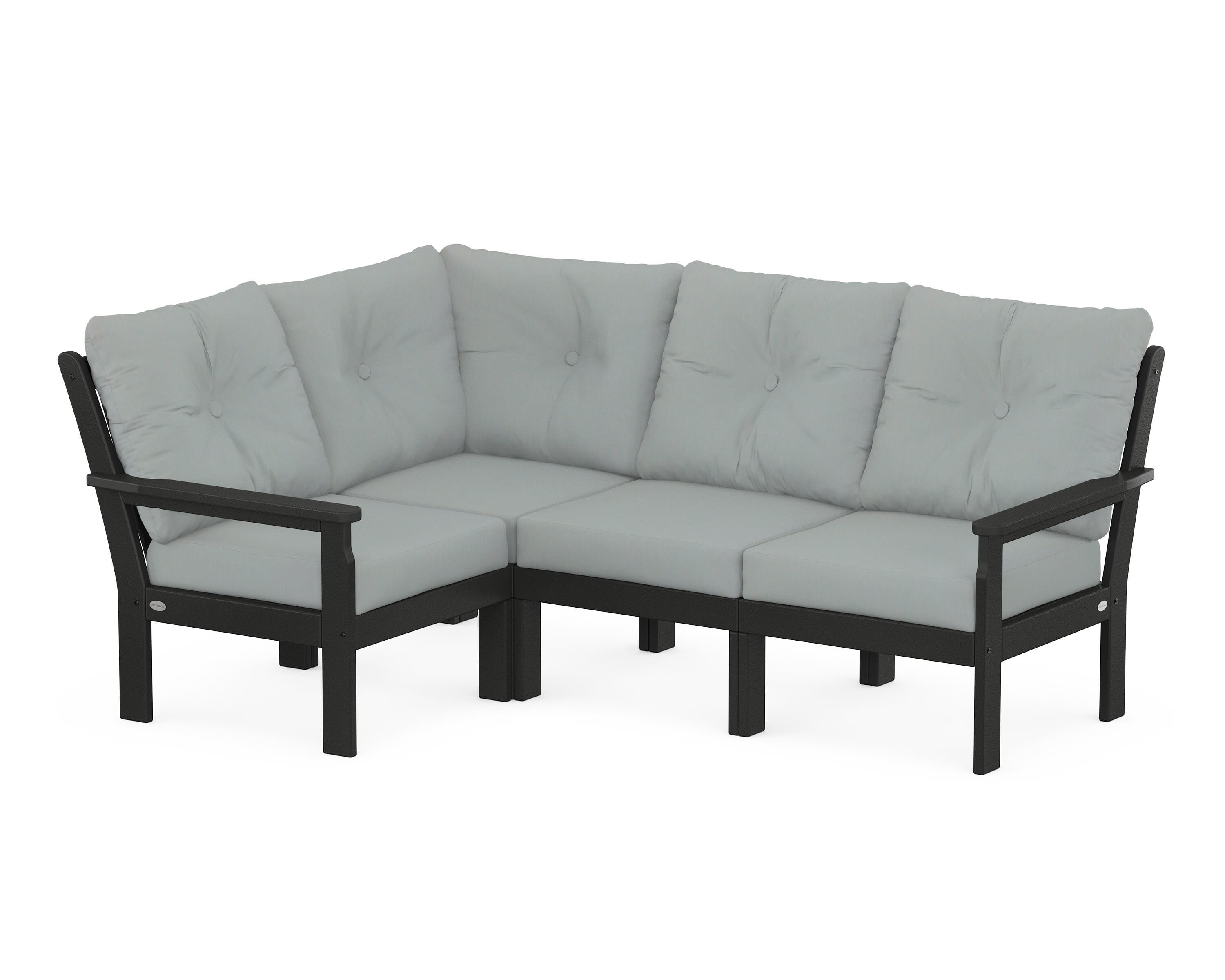 POLYWOOD® Vineyard 4-Piece Sectional in Black / Spa