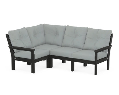 POLYWOOD® Vineyard 4-Piece Sectional in Black / Spa