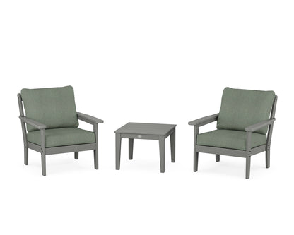 Country Living Cottage 3-Piece Deep Seating Set in Slate Grey / Cast Sage