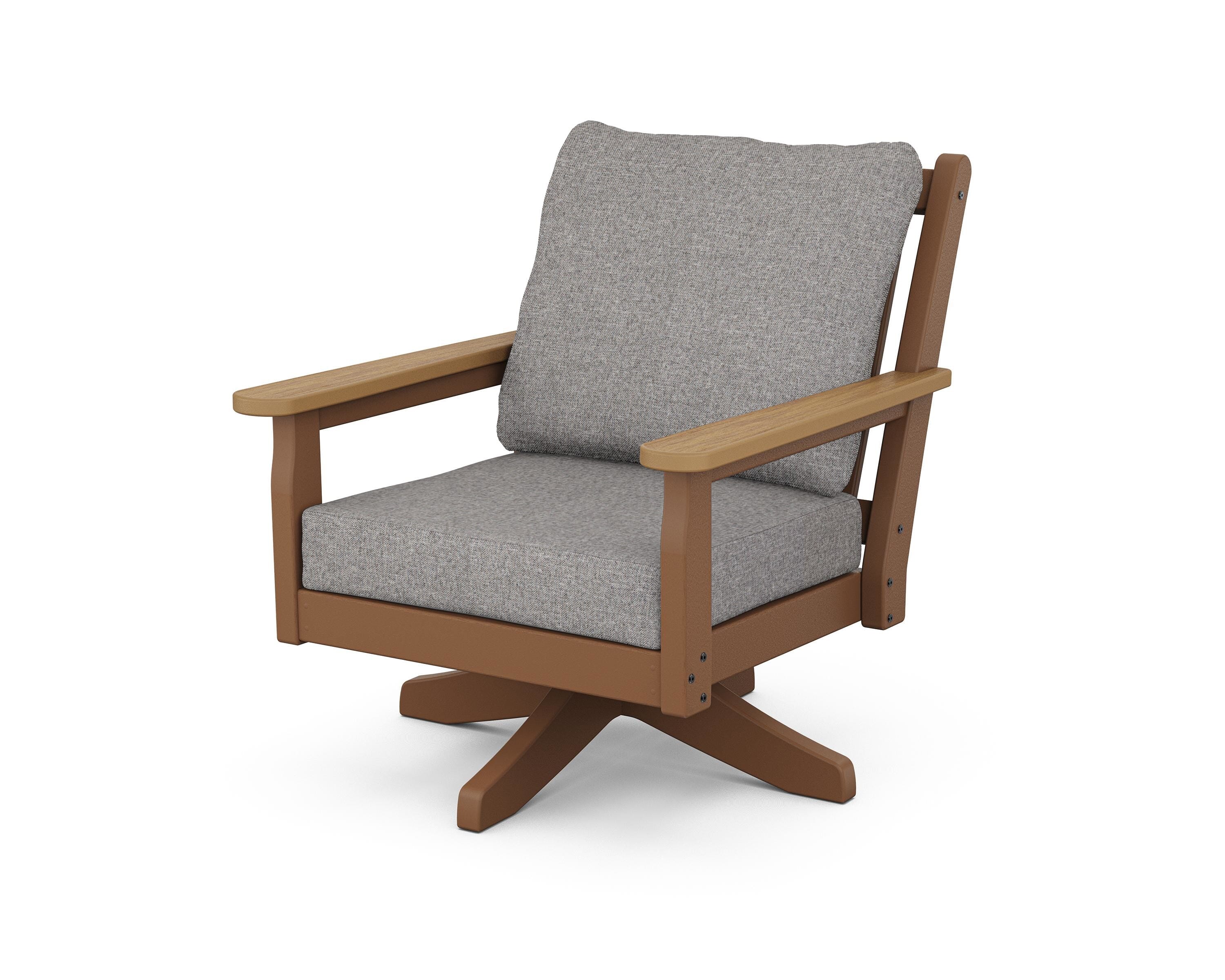 POLYWOOD® Chippendale Deep Seating Swivel Chair in Teak / Natural / Grey Mist
