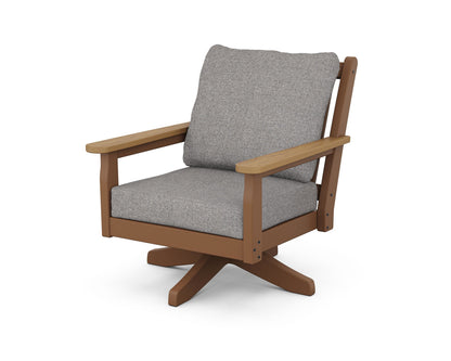 POLYWOOD® Chippendale Deep Seating Swivel Chair in Teak / Natural / Grey Mist