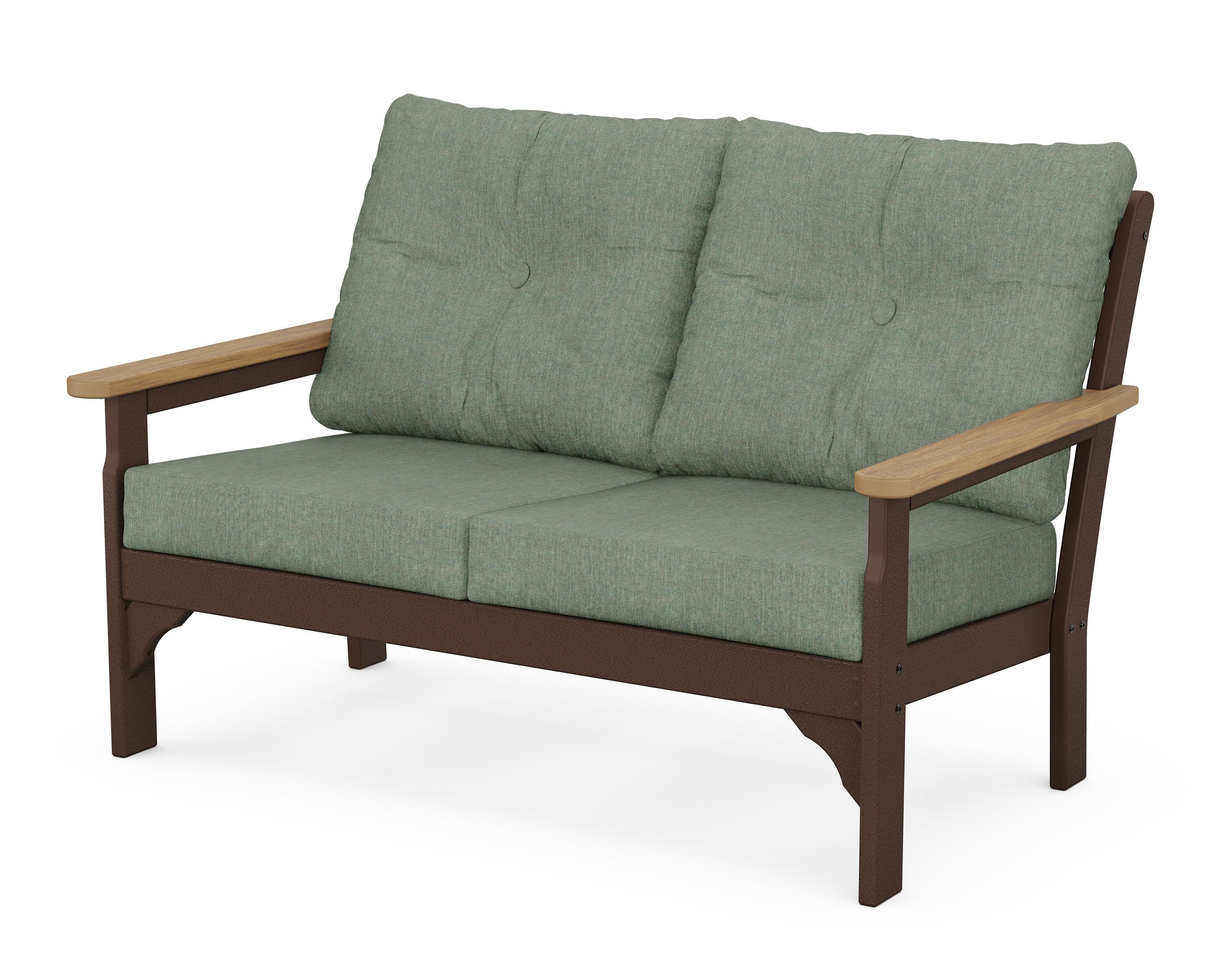 POLYWOOD® Vineyard Deep Seating Loveseat in Mahogany / Natural / Cast Sage