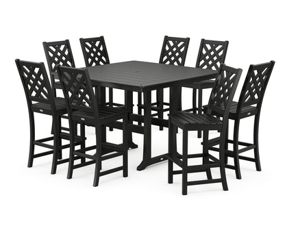 Country Living Wovendale Side Chair 9-Piece Square Bar Set with Trestle Legs in Black